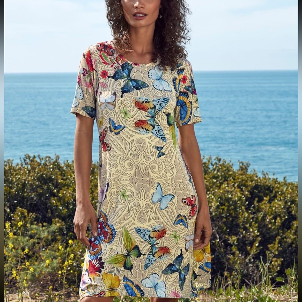 Johnny Was Mitchi Butterfly Floral Swing Dress